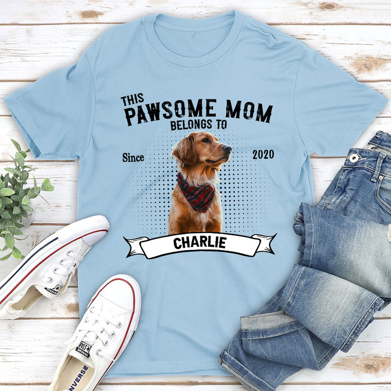 Pawsome Dad Belongs To - Personalized Custom Premium T-shirt