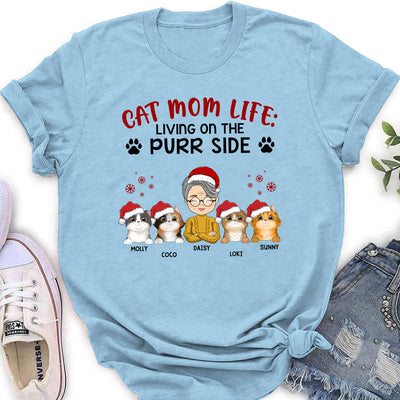 Living On The Purr Side - Personalized Custom Women's T-shirt