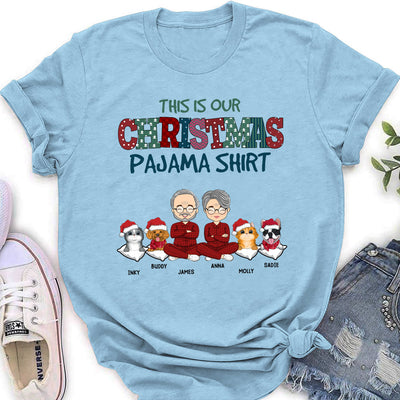 Christmas Pajama Couple - Personalized Custom Women's T-shirt