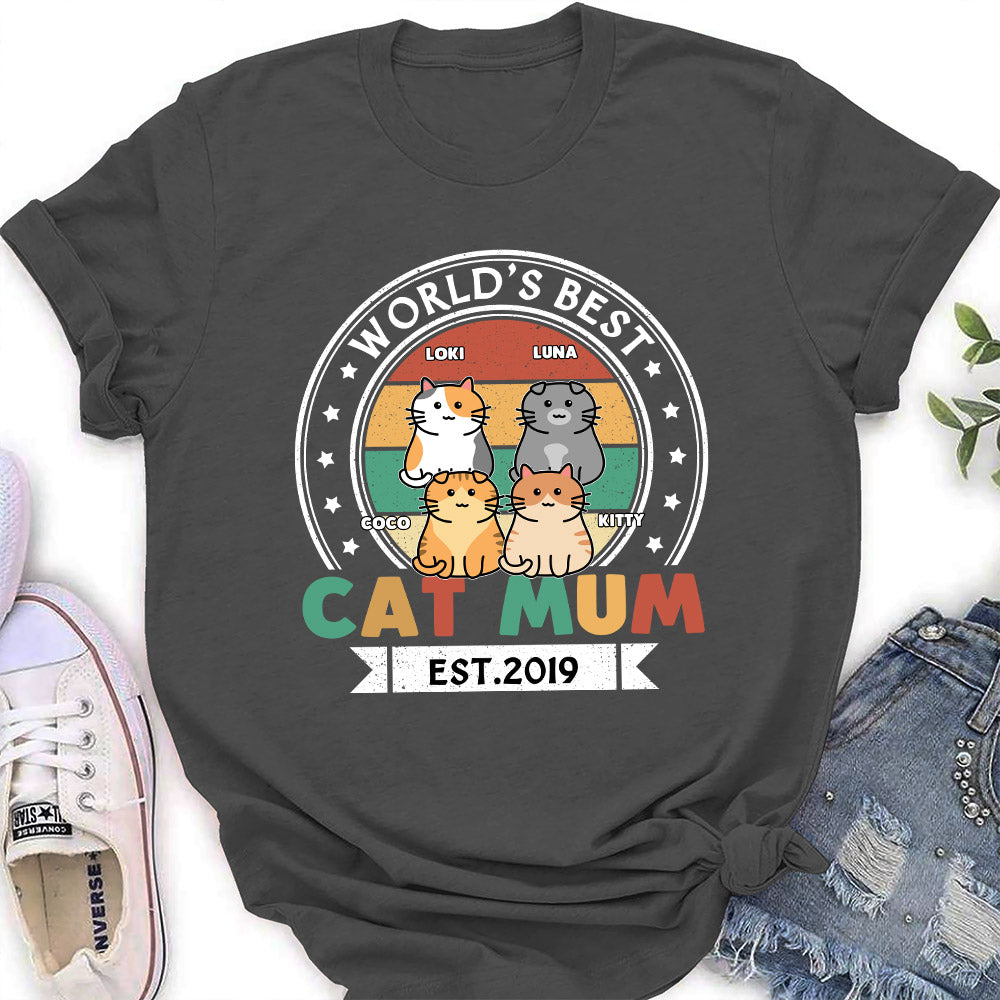 Best Cat Dad Est - Personalized Custom Women's T-shirt
