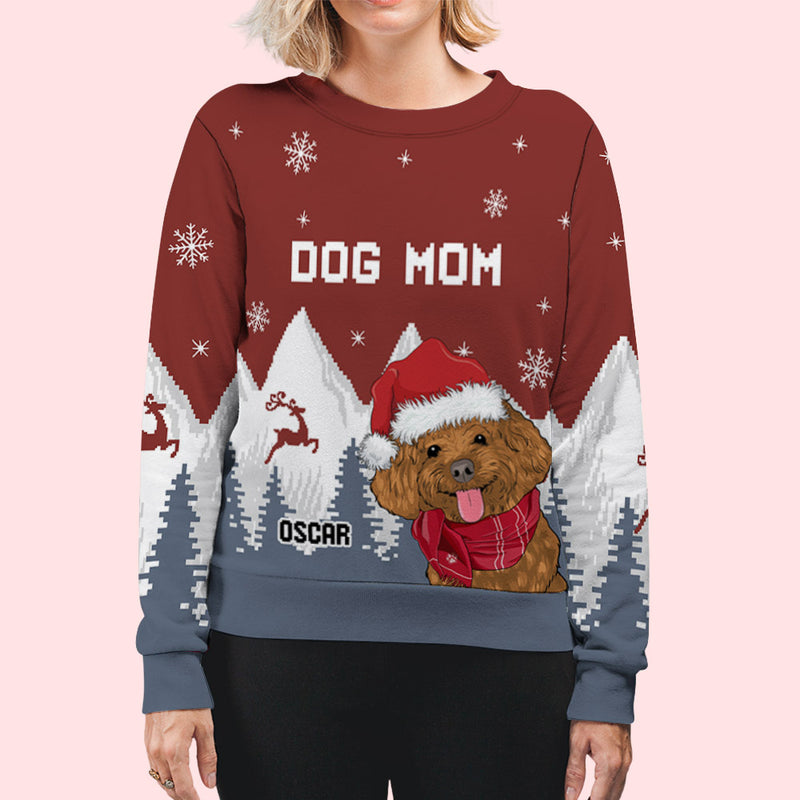 Snowy Forest Dog Mom - Personalized Custom All-Over-Print Sweatshirt