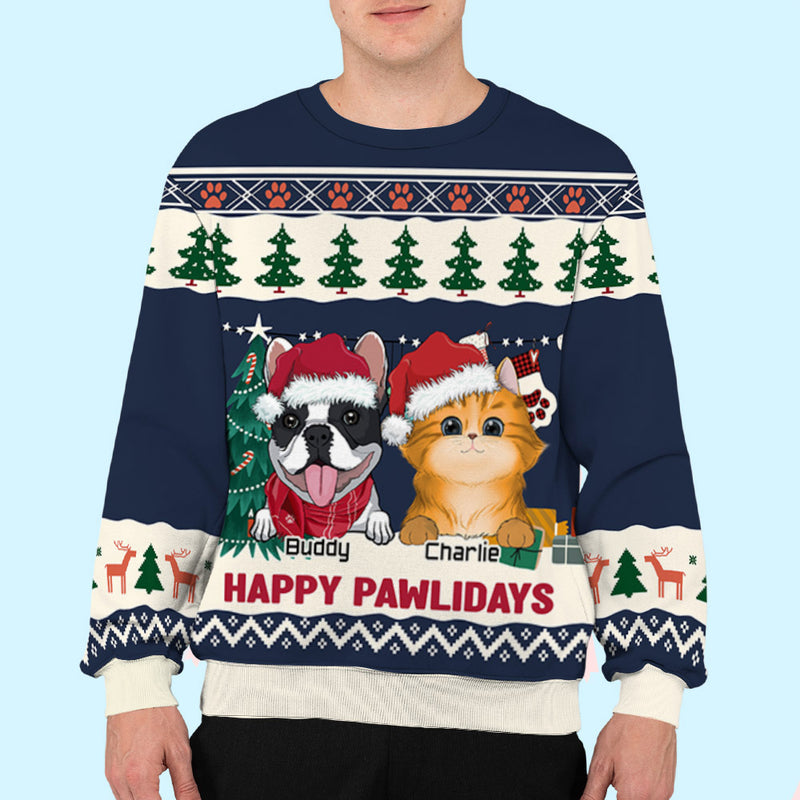 Pawlidays Pet Winter - Personalized Custom All-Over-Print Sweatshirt