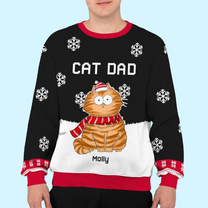 Funny Cat With Family - Personalized Custom All-Over-Print Sweatshirt