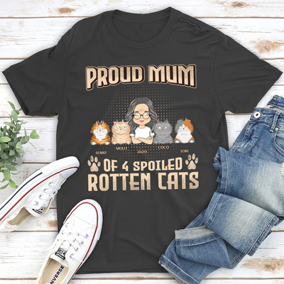 Proud Dad Mom Of Spoiled Cats - Personalized Custom Unisex T-shirt