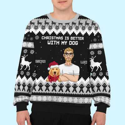 Better Holiday With Dogs - Personalized Custom All-Over-Print Sweatshirt