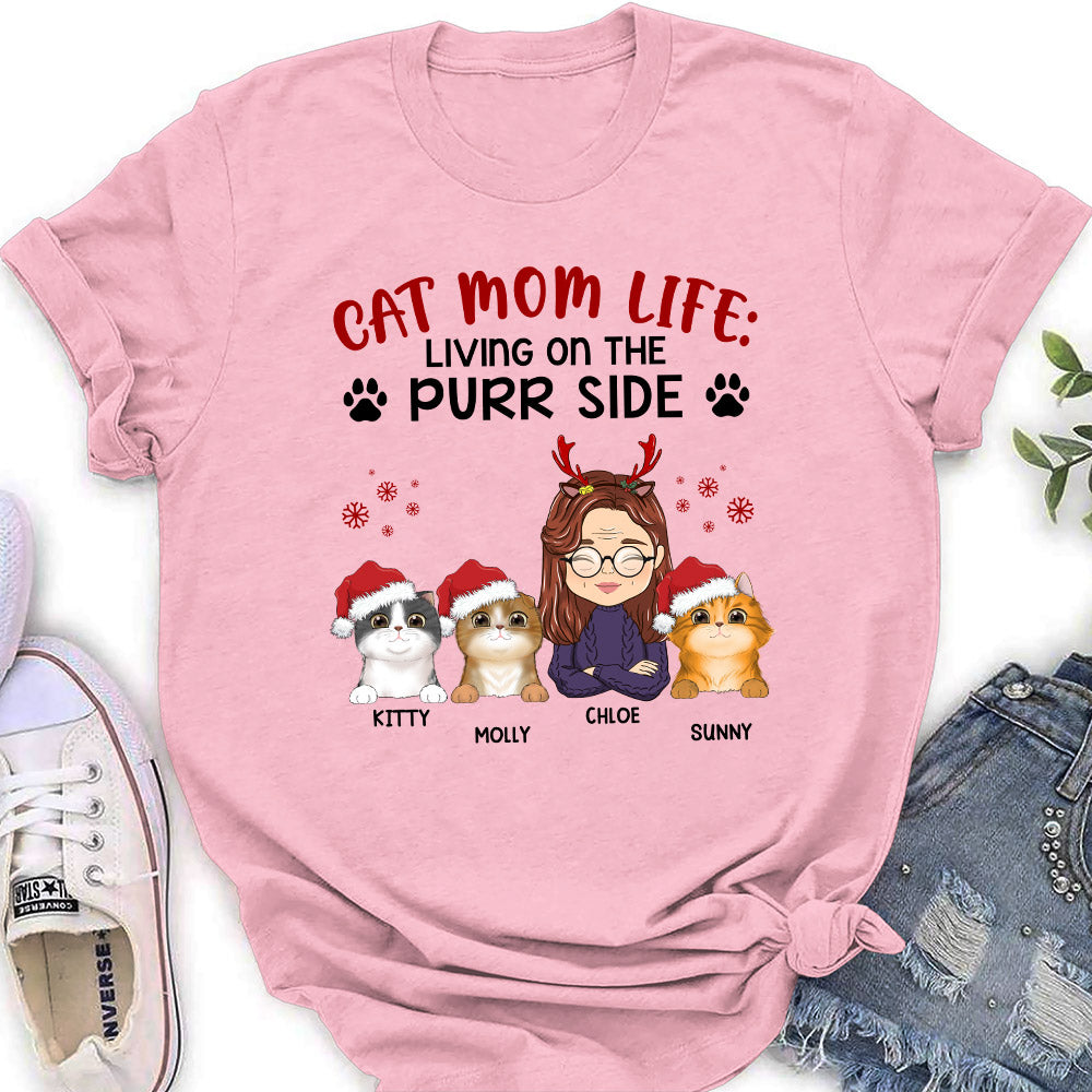 Living On The Purr Side - Personalized Custom Women's T-shirt