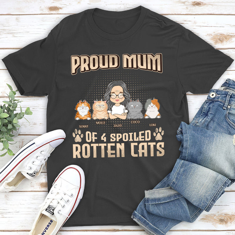 Proud Dad Mom Of Spoiled Cats - Personalized Custom Premium T-shirt