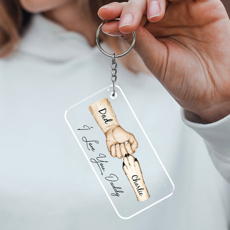 Daddy Team Fist Bump Version Pets - Personalized Custom Acrylic Keychain