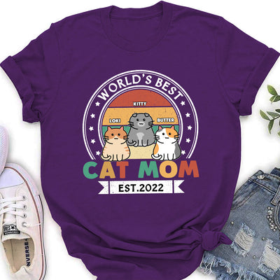 Best Cat Dad Est - Personalized Custom Women's T-shirt