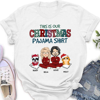 Christmas Pajama Couple - Personalized Custom Women's T-shirt