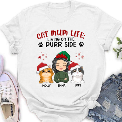 Living On The Purr Side - Personalized Custom Women's T-shirt