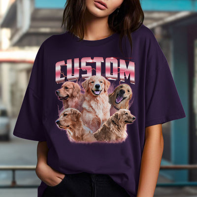 Custom Pet Face Vintage Version 1 - Personalized Custom Unisex T-shirt