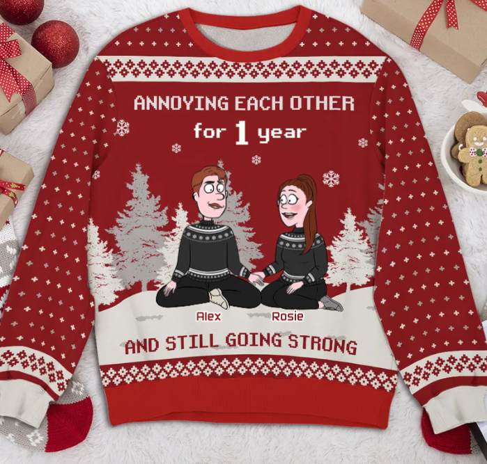 Still Going Strong Couple Family Christmas Personalized Custom Jumper Ugly Sweater
