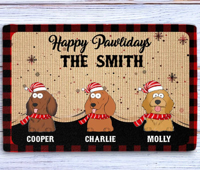 Happy Pawlidays Version 2 - Personalized Custom Doormat