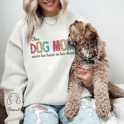 Dog Mom Dad Hearts On Sleeve 2 - Personalized Custom Sweatshirt