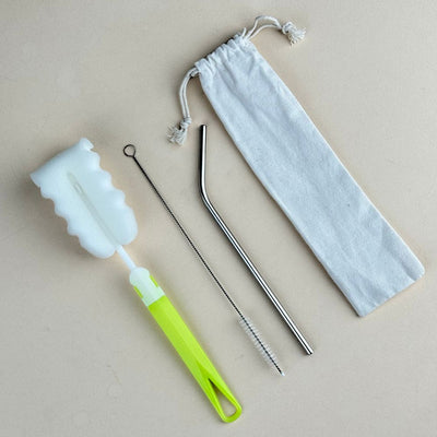 Combo Stainless Steel Straw and Cleaning Brushes