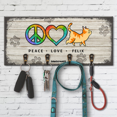 Peace Love Pet  - Personalized Custom Wooden Key Holder