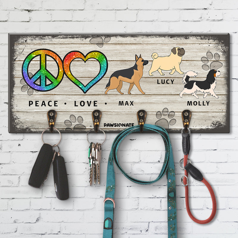 Peace Love Pet  - Personalized Custom Wooden Key Holder