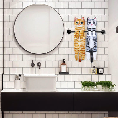 Cat Funny Hand Towel for Bathroom Kitchen