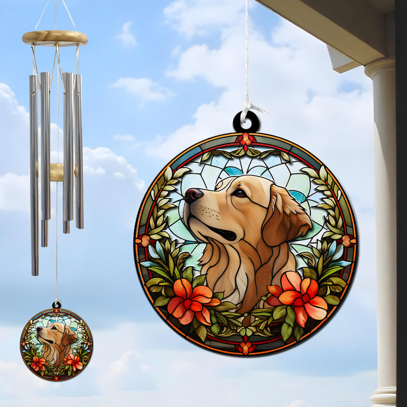 Portrait Lovely Dog - Personalized Custom Suncatcher Wind Chime