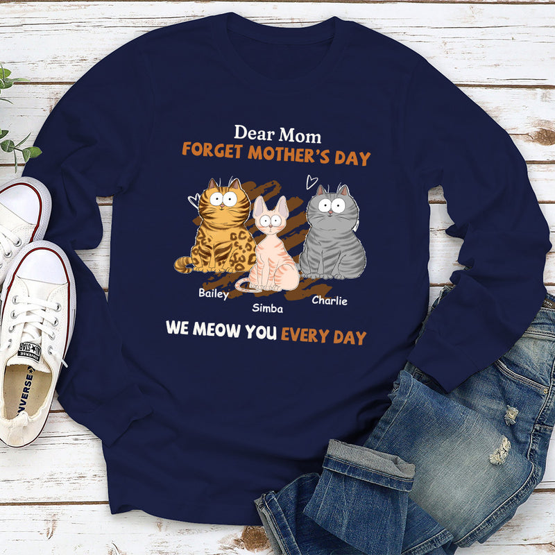 I Meow You Every Day Mom - Personalized Custom Long Sleeve T-shirt