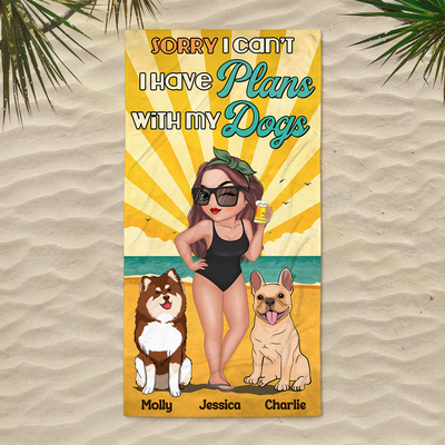 Plan With Dog - Personalized Custom Beach Towel