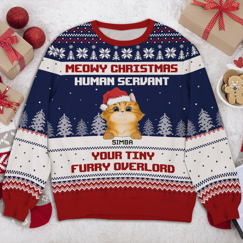 Meowy Christmas Human Servant - Personalized Custom All-Over-Print Sweatshirt