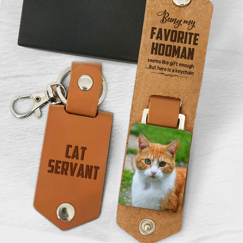 Favorite Hooman - Personalized Leather Photo Keychain