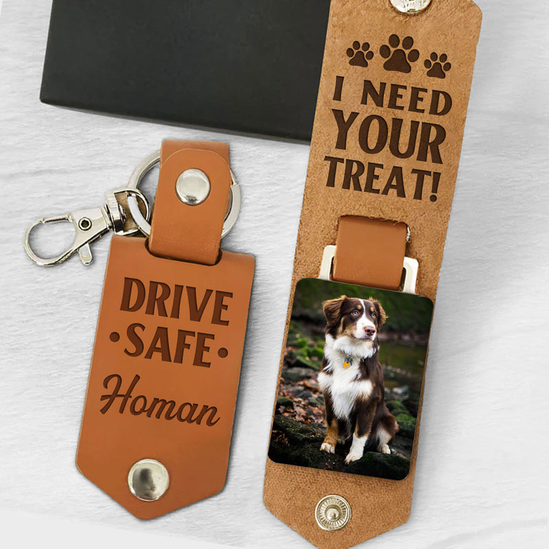 Need Your Treat - Personalized Leather Photo Keychain