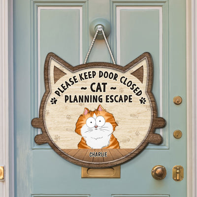 Cats Planning Escape - Personalized Custom Wood Sign