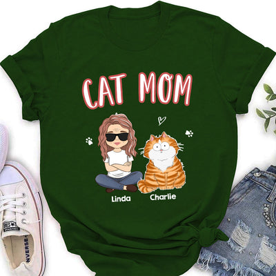 A Cat Mom - Personalized Custom Women's T-shirt