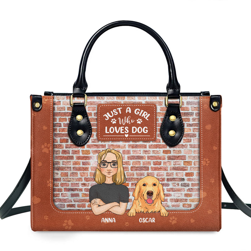 A Girl Loves Her Dogs - Personalized Custom Leather Bag