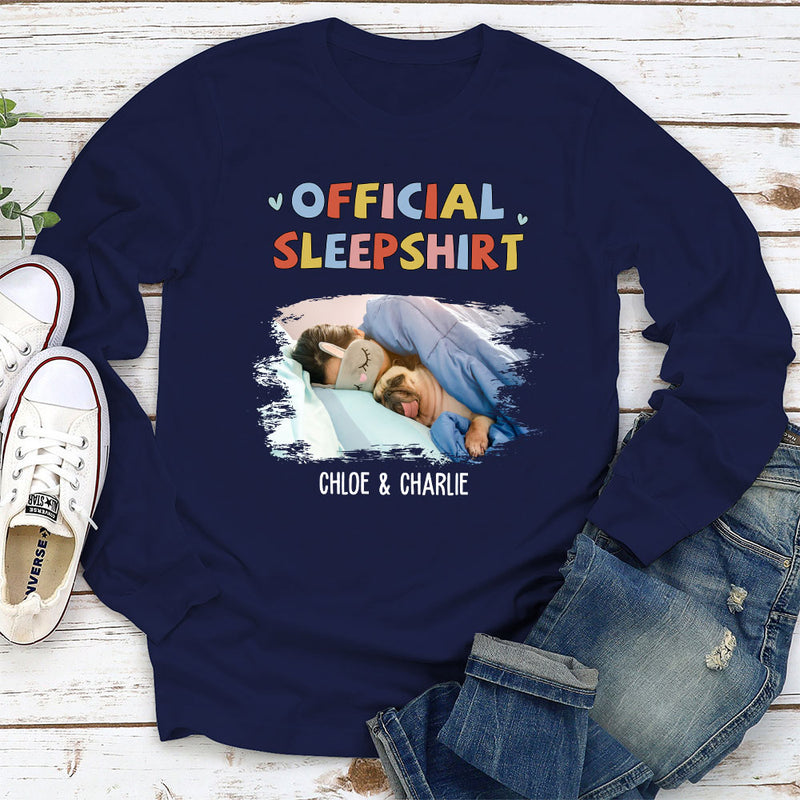 Sleeping Pet Sleepshirt Version 2 Photo - Personalized Custom Long Sleeve T-shirt