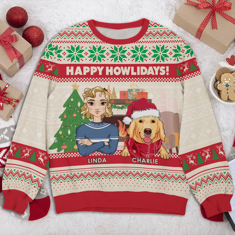 Happy Howlidays - Personalized Custom All-Over-Print Sweatshirt