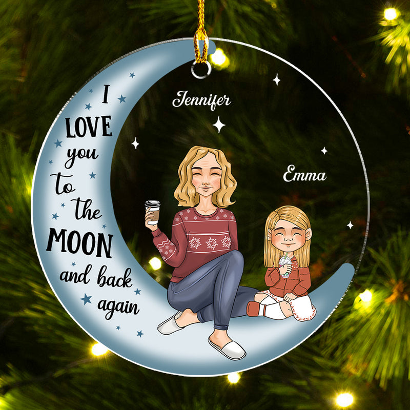 Grandma & Grandkid On Moon - Personalized Custom Acrylic Ornament