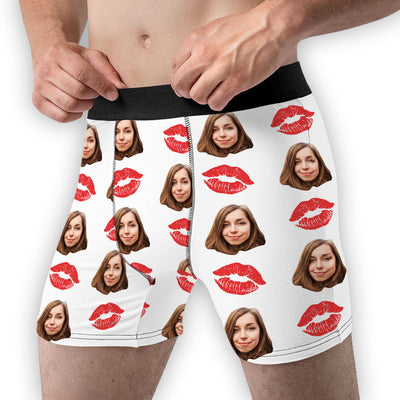 The Red Lip Of - Personalized Photo Men's Boxer Briefs