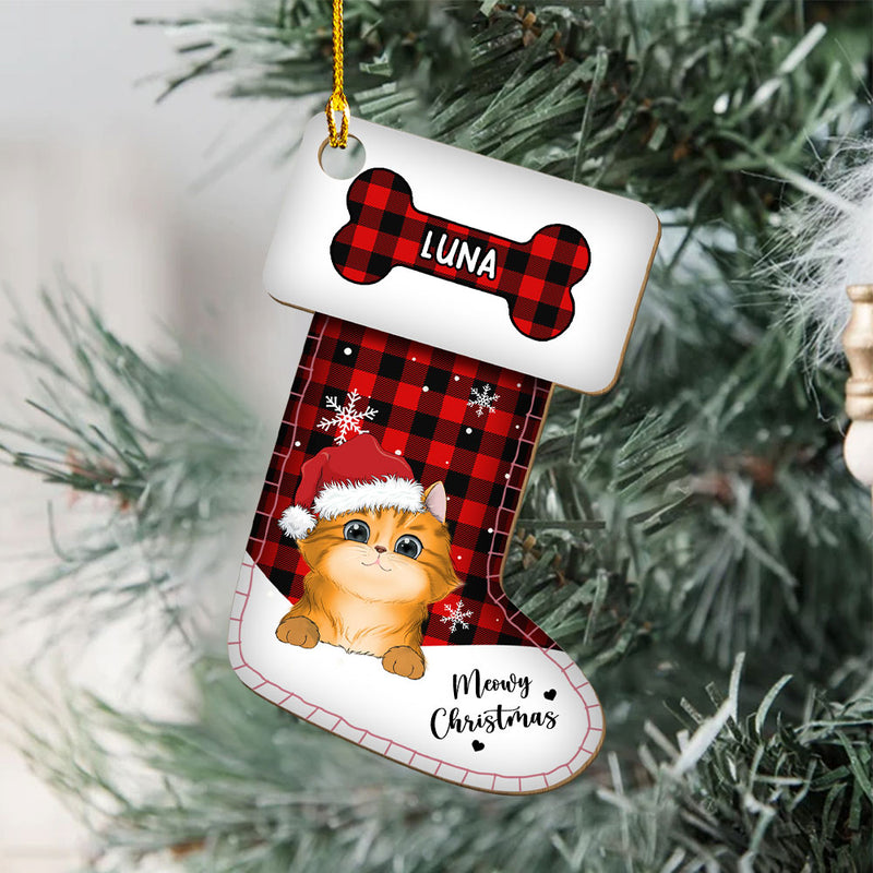 Pet Christmas Stocking - Personalized Custom 1-layered Wood Ornament