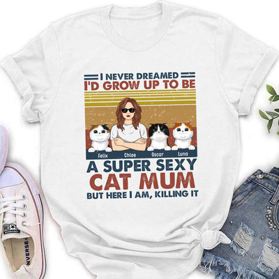 Sexy Cat Dad Mom - Personalized Custom Women's T-shirt