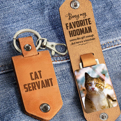 Favorite Hooman - Personalized Leather Photo Keychain