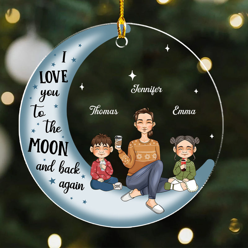 Grandma & Grandkid On Moon - Personalized Custom Acrylic Ornament