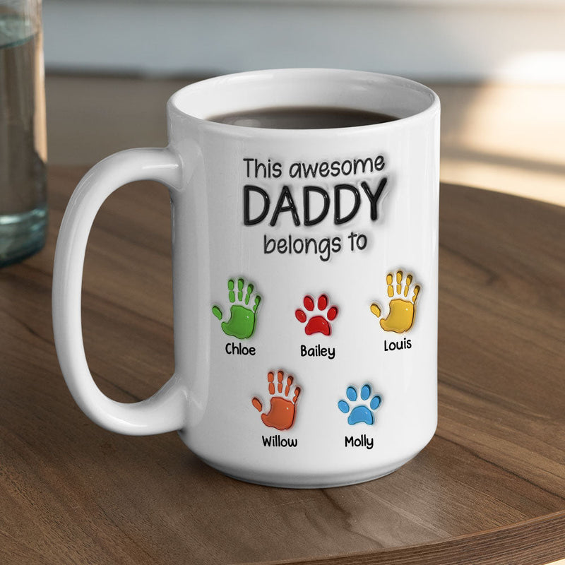 This Awesome Dad Grandpa Belongs To - Personalized Custom 3D Inflated Mug