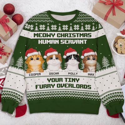 Meowy Christmas Human Servant - Personalized Custom All-Over-Print Sweatshirt