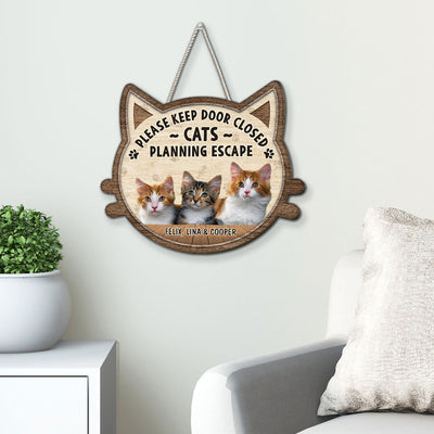 Cats Planning Escape Photo - Personalized Custom Wood Sign