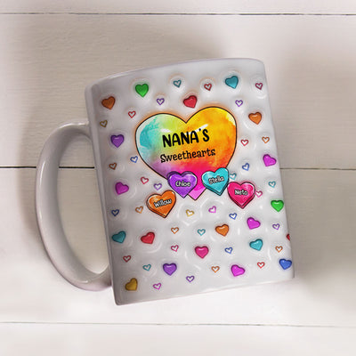 Colorful Sweethearts Grandma - Personalized Custom 3D Inflated Effect Mug