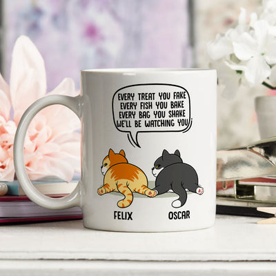 Watching You Cat Butt - Personalized Custom Coffee Mug