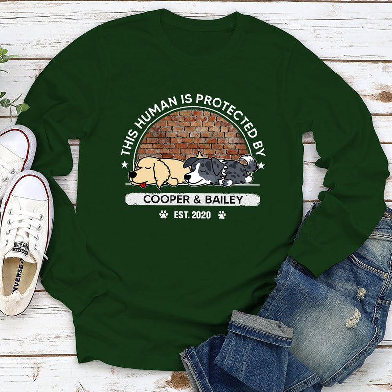 Protected By My Dog - Personalized Custom Long Sleeve T-shirt