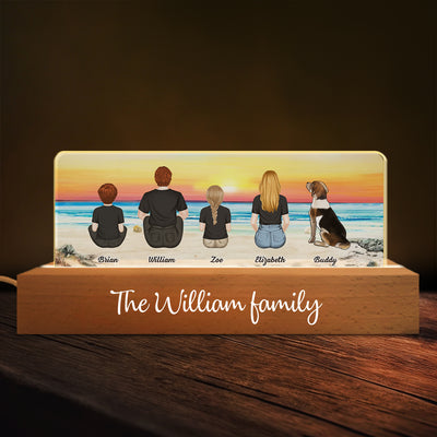 Family Sitting Back View - Personalized Custom 3D LED Night Light