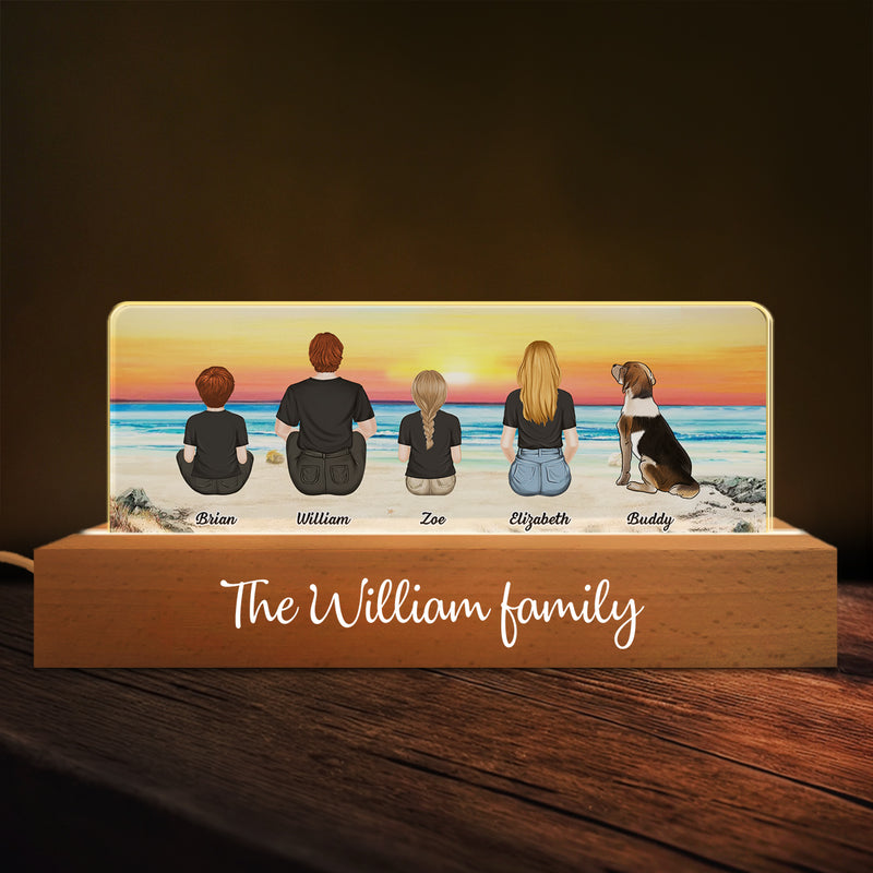 Family Sitting Back View - Personalized Custom 3D LED Night Light