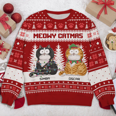 Meowy Merry - Personalized Custom All-Over-Print Sweatshirt