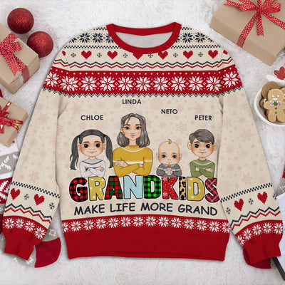 Grandkids Make Life Grand - Personalized Custom All-Over-Print Sweatshirt